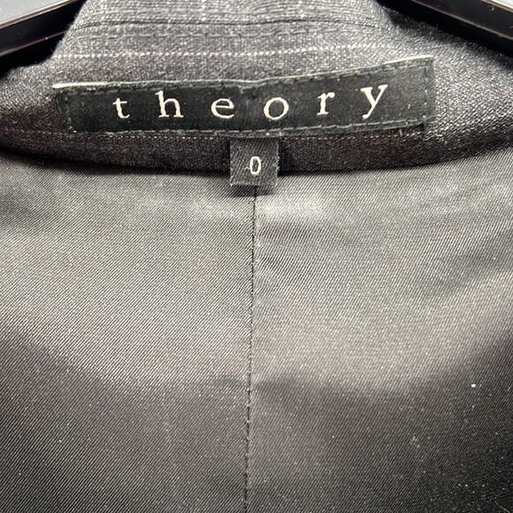 Theory Pinstripe One Button Blazer - Black/Silver - 0 - Picture 3 of 5